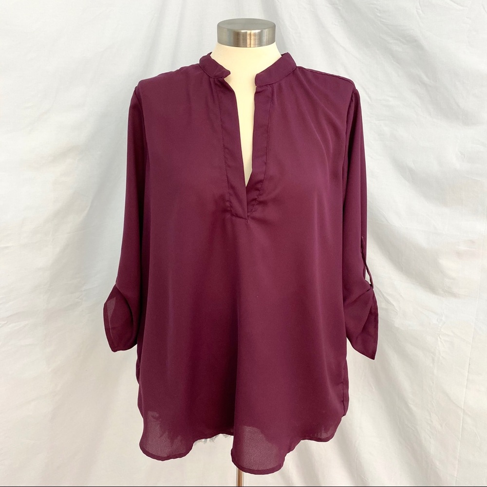 Purple / Plum Chiffon Blouse - PLUS Size